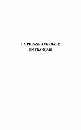 E-Book (pdf) La phrase averbale en francais von Florence Lefeuvre