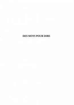 E-Book (pdf) DES MOTS POUR DIRE von Yvette Vocat