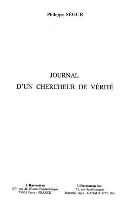 E-Book (pdf) JOURNAL D'UN CHERCHEUR DE VERITE von Philippe Segur