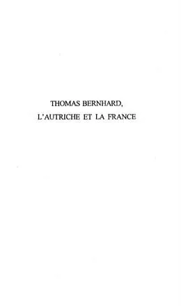 E-Book (pdf) Thomas bernhard, l'autriche etla france von Weinmann Ute