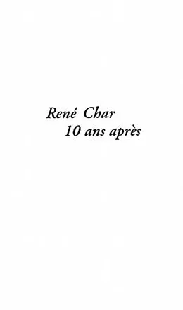 E-Book (pdf) RENE CHAR 10 ANS APRES von Paule Plouvier