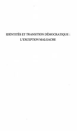 E-Book (pdf) IDENTITES ET TRANSITION DEMOCRATIQUE : L'EXCEPTION MALGACHE ? von Francois Roubaud