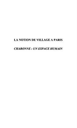 PDF Notion de village a paris. charonne: esp von Fayt Thierry