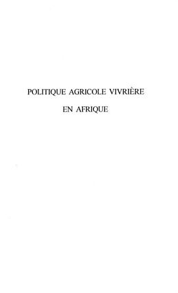 eBook (pdf) Politique agricole vivriere enafrique de 