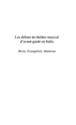 eBook (pdf) Debuts du theatre musical d'avant-garde en Italie Les de 