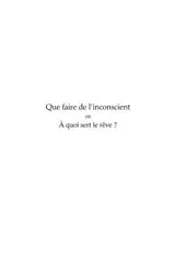 E-Book (pdf) Que faire de l'inconscient ou a quoi sert le rEve ? - fascic von John Ramsland