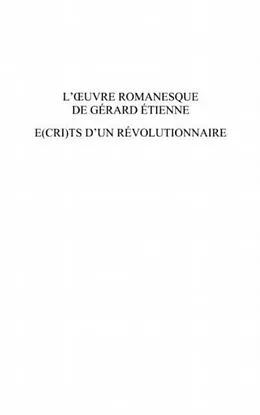 E-Book (pdf) L'oeuvre romanesque de Gerard Etienne von Redouane