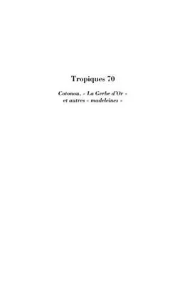 E-Book (pdf) Tropiques 70 - Cotonou : la ge von Gabriel Roth