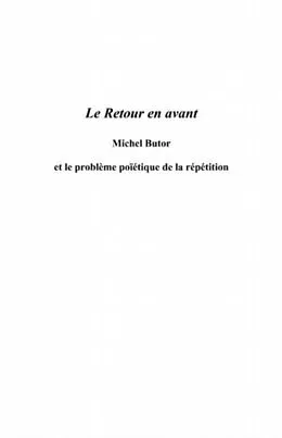 E-Book (pdf) Le retour en avant - michel butor et le von Maria Cristina Pirvu