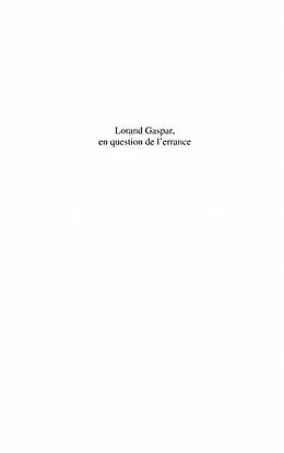 E-Book (epub) Lorand Gaspar, en question del'errance von Ammon