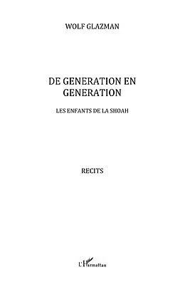 E-Book (epub) De generation en generation - les enfants de la shoah von Wolf Glazman