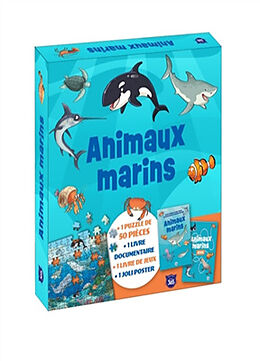 Broschiert Animaux marins : 1 puzzle de 50 pièces, 1 livre documentaire, 1 livre de jeux, 1 joli poster von Yann Caudal, Nicole Masson, Caroline Hesnard