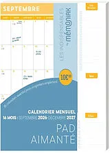 Broschiert Pad aimanté : calendrier mensuel 16 mois : septembre 2026-décembre 2027 von 