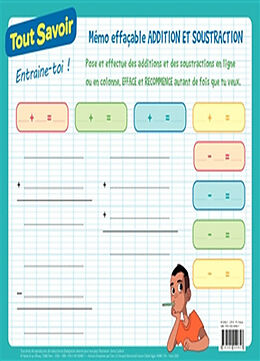 Broché Addition et soustraction : mémo effaçable : CP, CE1, CE2 de 