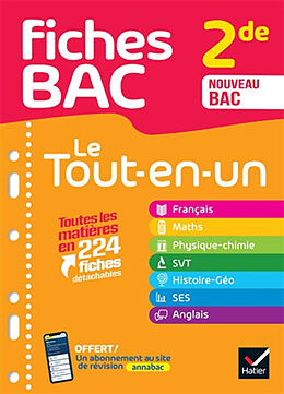 Broché Le tout-en-un 2de : toutes les matières en 224 fiches détachables : nouveau bac de 