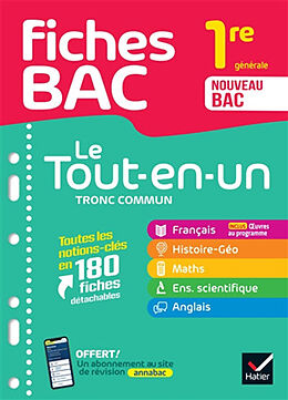 Broché Le tout-en-un tronc commun, 1re générale : toutes les notions-clés en 180 fiches détachables : nouveau bac de 