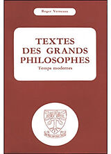 Broschiert Textes des grands philosophes : temps modernes von Verneaux Roger