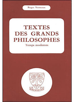 Broschiert Textes des grands philosophes : temps modernes von Verneaux Roger