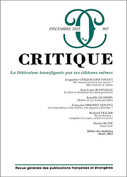 Revue Critique, n° 907. La littérature transfigurée par ses éditeurs mêmes de Revue