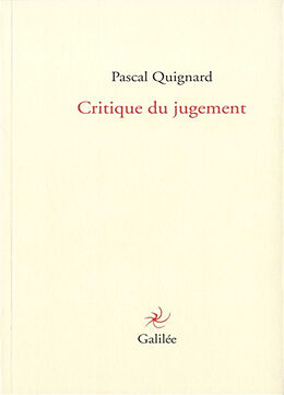 Broché Critique du jugement de Pascal Quignard