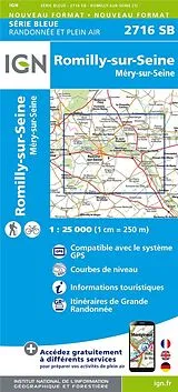 Karten IGN Karte, Serie Bleue Romilly-Sur-Seine.Mery-Sur-Seine von 2716SB