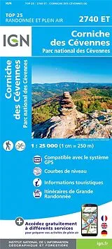 (Land)Karte IGN Karte, Carte de randonnée (et plein air) Corniche Cévennes von 2740 ET