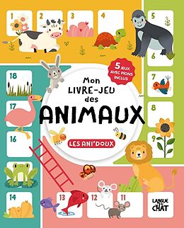 Couverture cartonnée Mon livre-jeu des animaux : les ani'doux : 5 jeux avec pions inclus de 