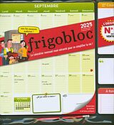 Couverture cartonnée Frigobloc mensuel 2025 : calendrier d'organisation familiale de 