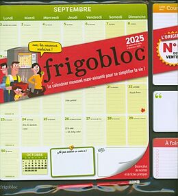 Couverture cartonnée Frigobloc mensuel 2025 : calendrier d'organisation familiale de 