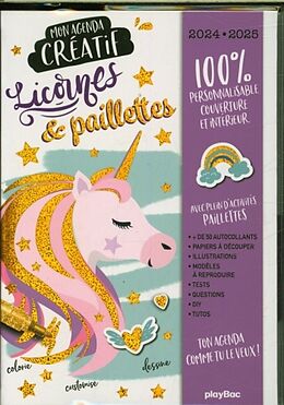 Broché Mon agenda créatif licorne & paillettes 2024-2025 de 