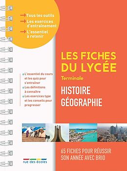 Broché Histoire géographie terminale : 65 fiches pour réussir son année avec brio de 