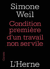 Broché Conditions premières d'un travail non servile de Simone Weil