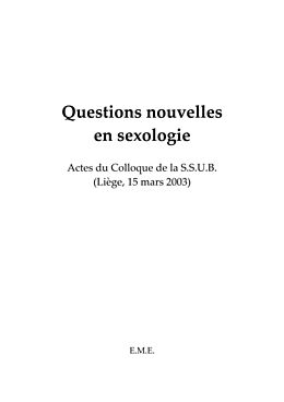 eBook (pdf) Questions nouvelles en sexologie de Societe des Sexologues Universitaires de Belgique