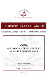 eBook (pdf) Varia, Variations textuelles et variétés discursives de Collectif