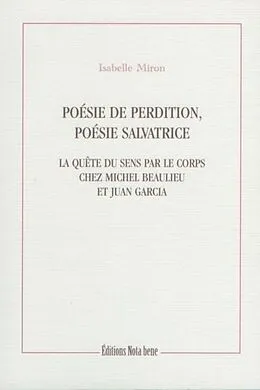 PDF Poesie de perdition, poesie salvatrice von Miron Isabelle Miron
