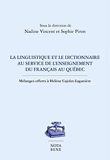 eBook (pdf) La linguistique et le dictionnaire au service de l'enseignement du français au Québec de 