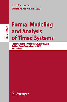 Couverture cartonnée Formal Modeling and Analysis of Timed Systems de 