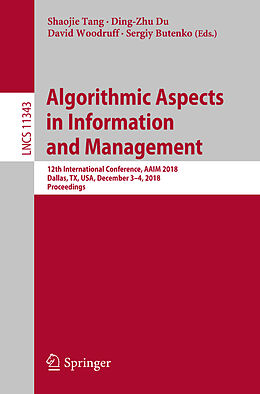 Kartonierter Einband Algorithmic Aspects in Information and Management von 
