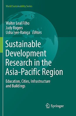 Couverture cartonnée Sustainable Development Research in the Asia-Pacific Region de 
