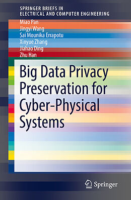 Couverture cartonnée Big Data Privacy Preservation for Cyber-Physical Systems de Miao Pan, Jingyi Wang, Zhu Han