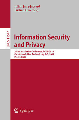 Couverture cartonnée Information Security and Privacy de 