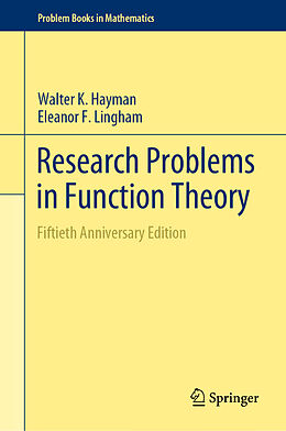 Livre Relié Research Problems in Function Theory de Eleanor F. Lingham, Walter K. Hayman