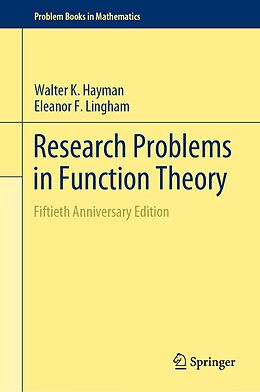 eBook (pdf) Research Problems in Function Theory de Walter K. Hayman, Eleanor F. Lingham