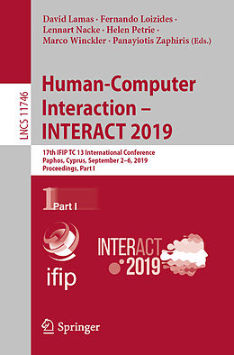 Kartonierter Einband Human-Computer Interaction   INTERACT 2019 von 