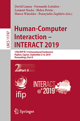 Couverture cartonnée Human-Computer Interaction   INTERACT 2019 de 