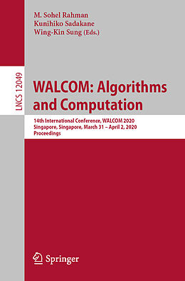 Couverture cartonnée WALCOM: Algorithms and Computation de 