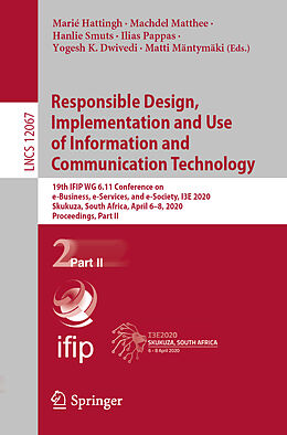Couverture cartonnée Responsible Design, Implementation and Use of Information and Communication Technology de 