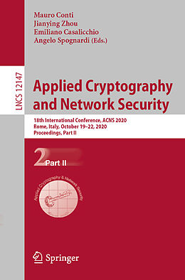 Couverture cartonnée Applied Cryptography and Network Security de 