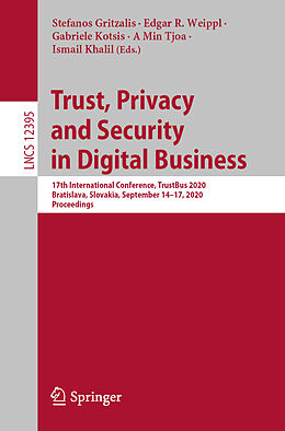 Couverture cartonnée Trust, Privacy and Security in Digital Business de 