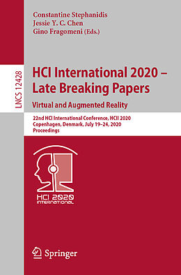 Couverture cartonnée HCI International 2020   Late Breaking Papers: Virtual and Augmented Reality de 
